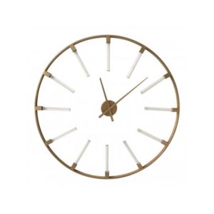 Bealie Round Metal Wall Clock In White And Gold