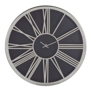 Breiley Round Design Wall Clock In Black And Chrome Frame