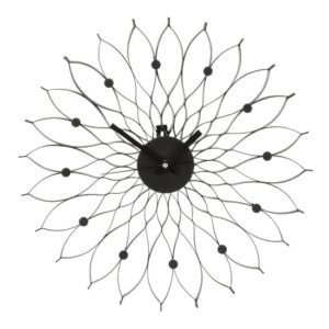 Styria Contemporary Floral Design Wall Clock In Black
