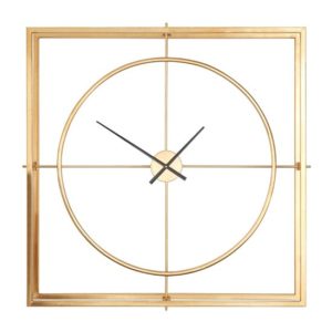 Trigona Square Metal Wall Clock In Gold Frame