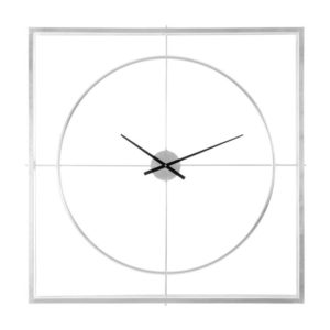 Trigona Square Metal Wall Clock In Silver Frame