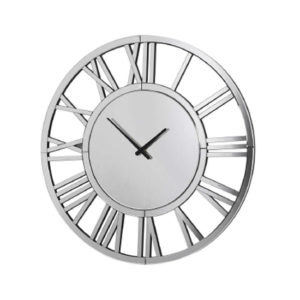 Maiclaire Round Large Wall Clock In Silver