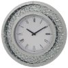 Rosalie Wall Clock Round In Mirrored Glass With Crystals Border