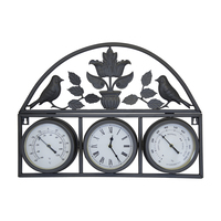 Garden Shabby Chic Wall Clock with Thermometer & Hygrometer