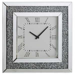 Brompton Modern Mirrored Glass Wall Clock With Crystals