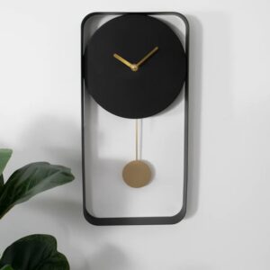 Kaunas Rectangular Metal Wall Clock In Matte Black