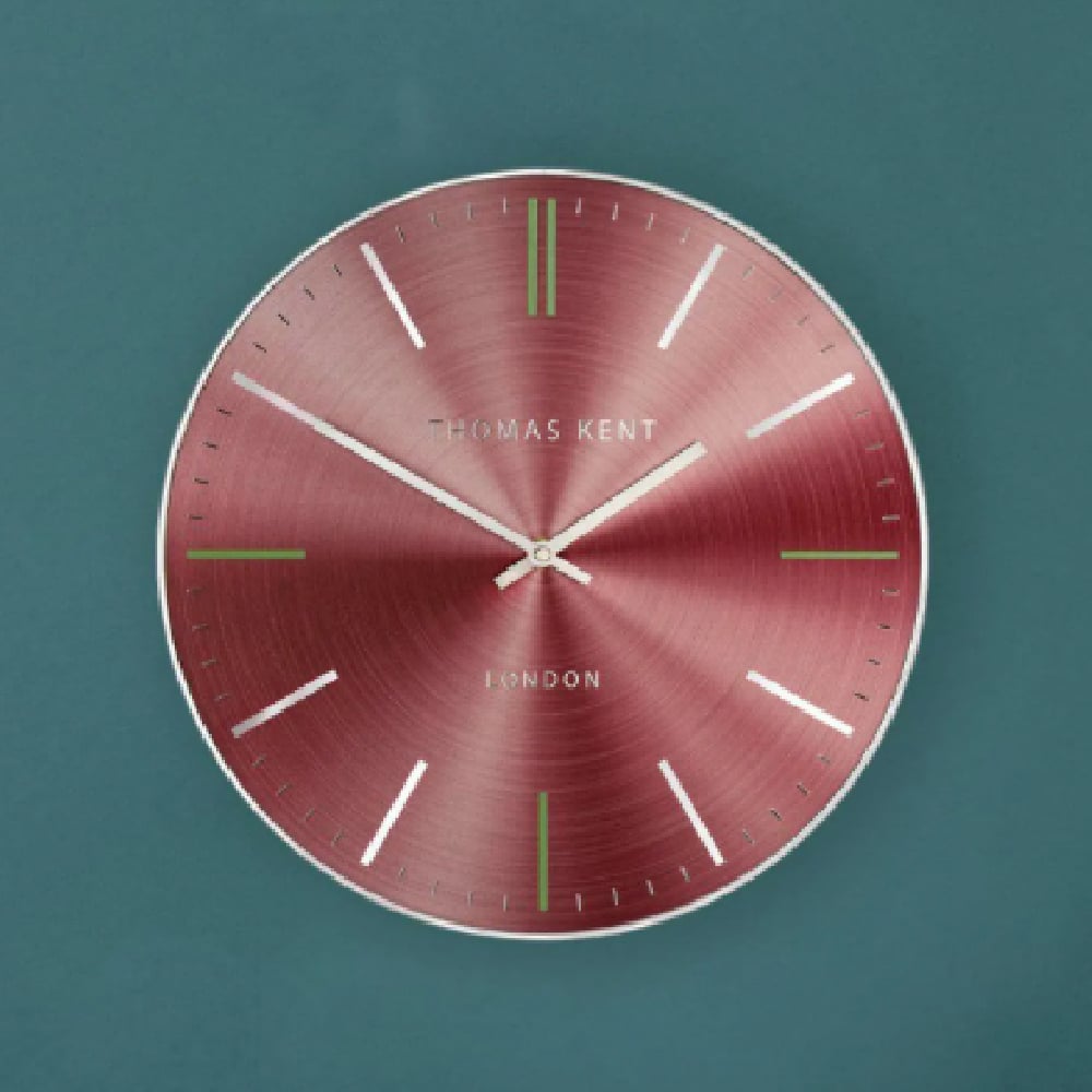 Bowie Metal Round Wall Clock In Ruby