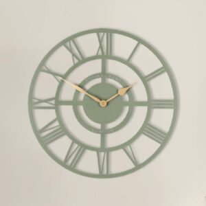 Brossard Wooden Round Wall Clock In Olive