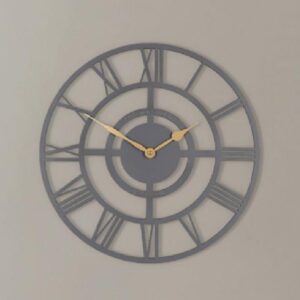 Brossard Wooden Round Wall Clock In Slate