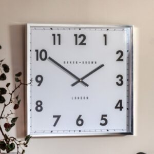 Budapest Wooden Square Wall Clock In Chrome