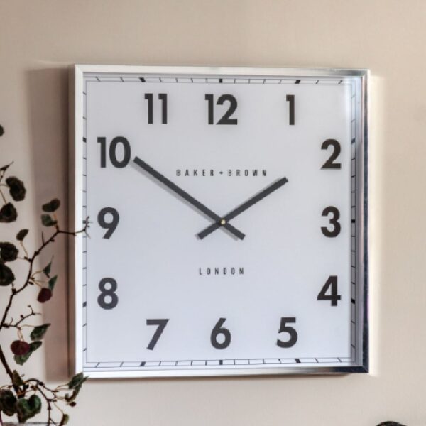Budapest Wooden Square Wall Clock In Chrome