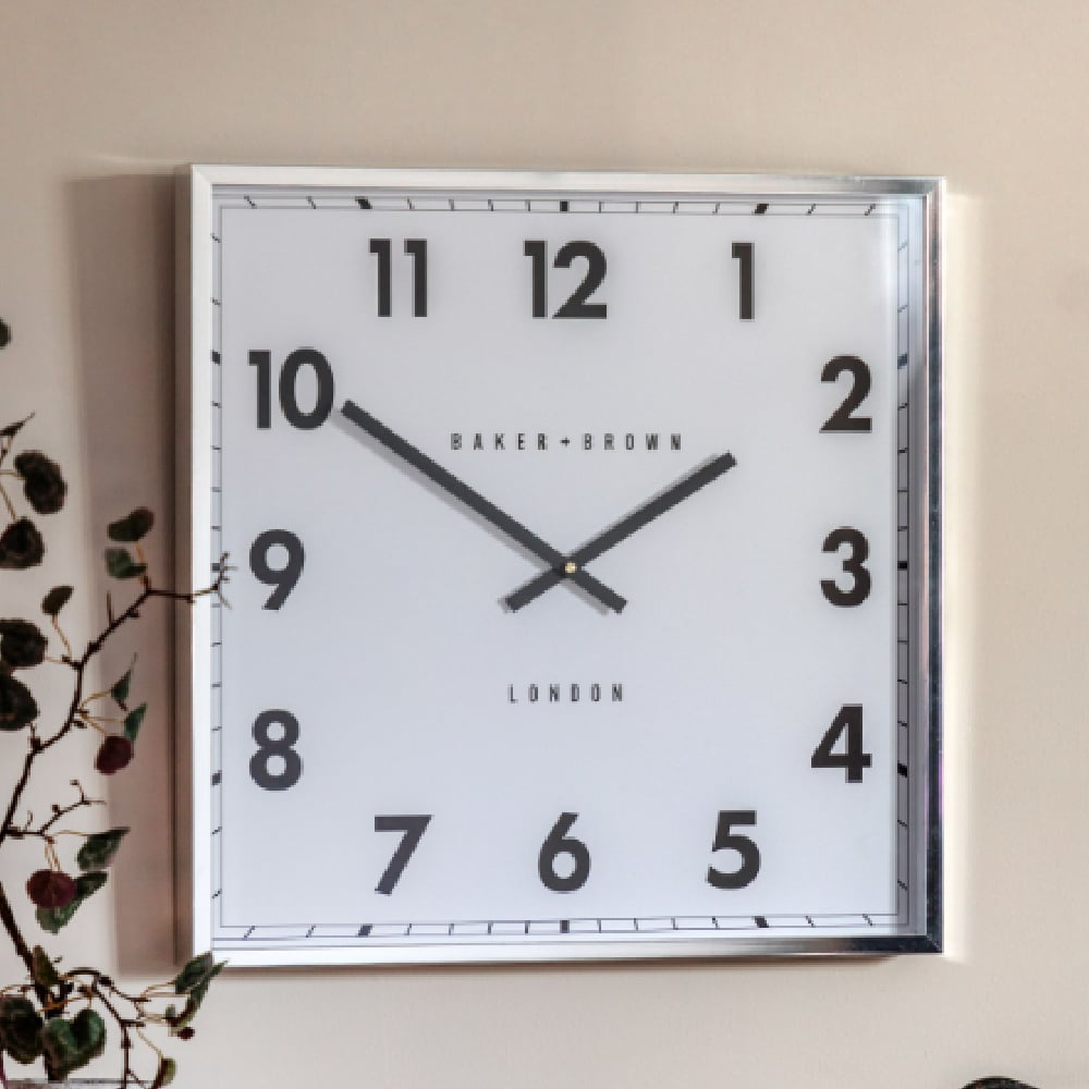 Budapest Wooden Square Wall Clock In Chrome