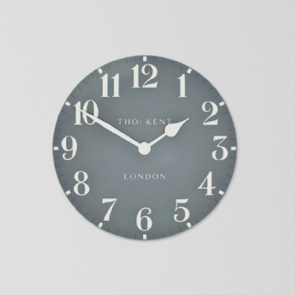 Chantilly Medium Metal Mantel Clock In Flax Blue