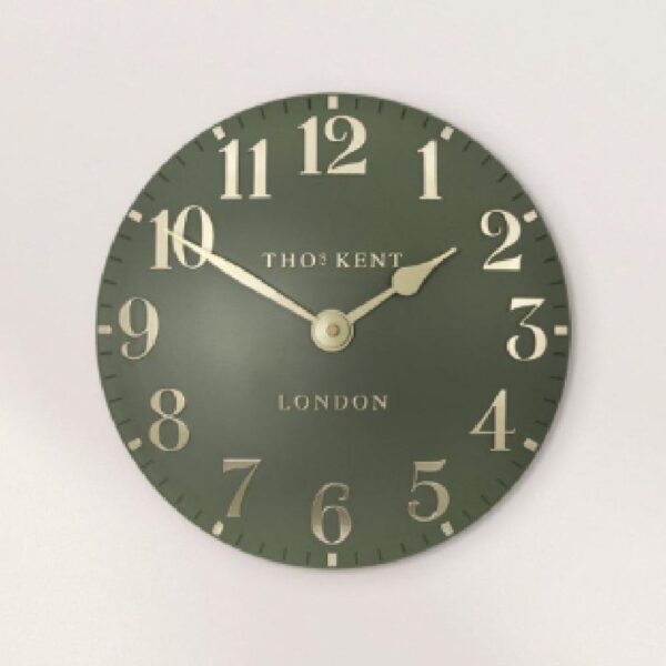 Chantilly Medium Metal Mantel Clock In Lichen Green