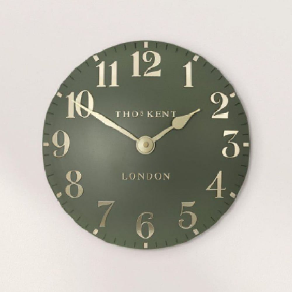 Chantilly Medium Metal Mantel Clock In Lichen Green