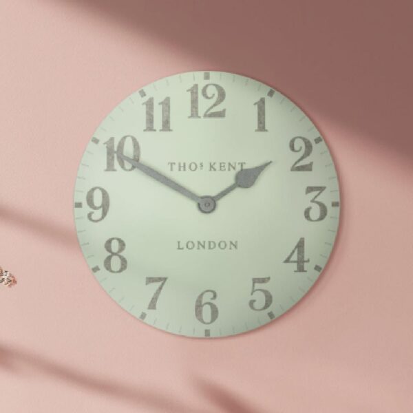 Chantilly Large Metal Mantel Clock In Pearl Green