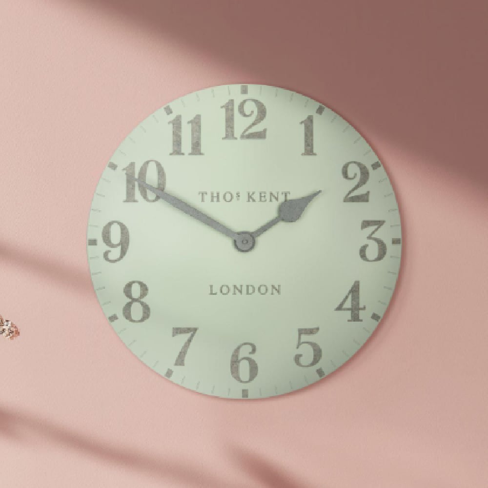 Chantilly Large Metal Mantel Clock In Pearl Green