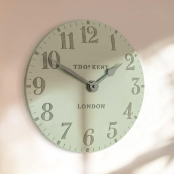 Chantilly Medium Metal Mantel Clock In Pearl Green