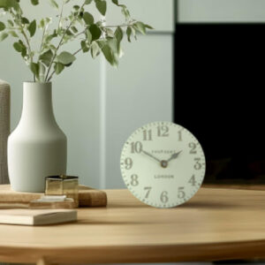 Chantilly Small Metal Mantel Clock In Pearl Green