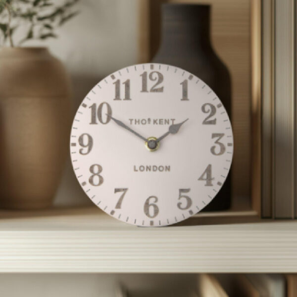 Chantilly Small Metal Mantel Clock In Shy Pink