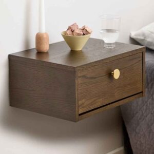 Marathon Wooden Wall Hung Bedside Cabinet – Smoked Oak