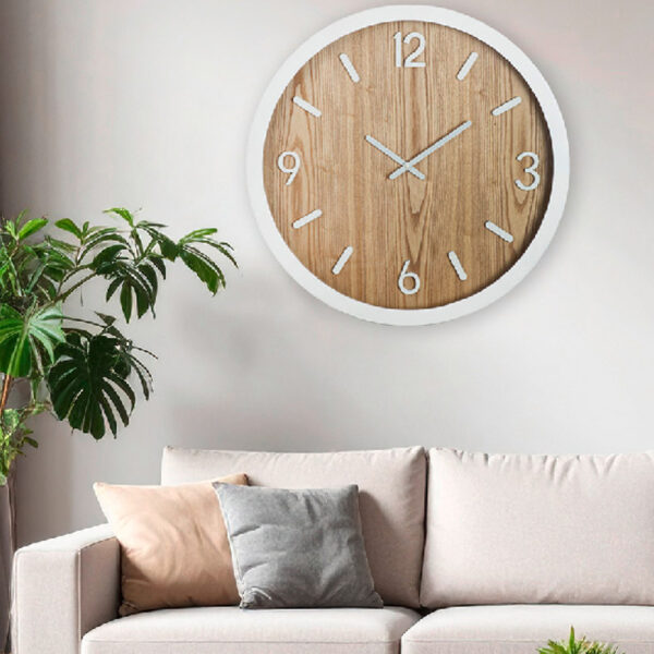 Chantilly Wooden Wall Clock In Matt Brown And White