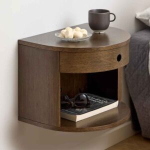 Pottstown Wooden Wall Hung Bedside Cabinet – Smoked Oak
